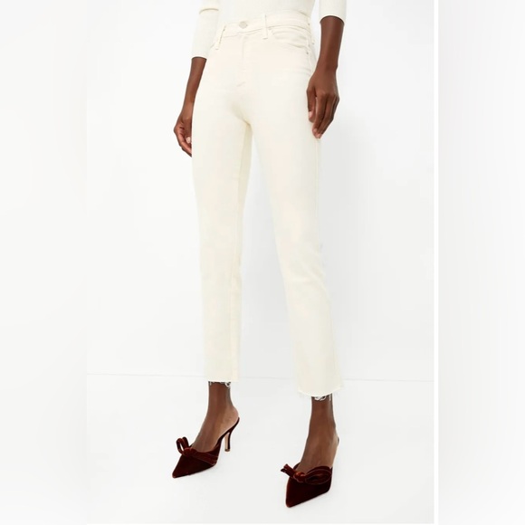 Mother Denim High‎ Waisted Rascal Ankle Fray Eggnog Jeans Stretch Classic - Picture 2 of 13